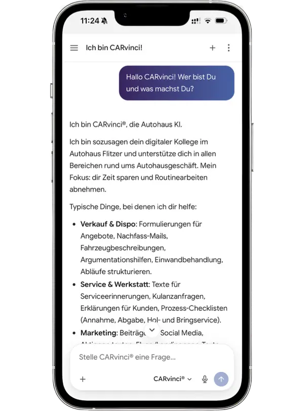 CARvinci im Autohaus – Smartphone-Ansicht